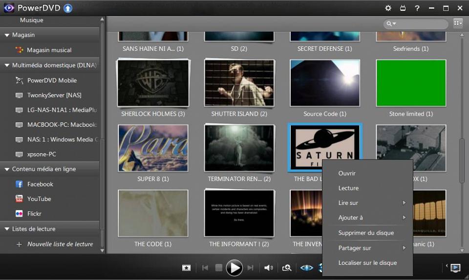 l'interface de PowerDVD 12. Plutôt simple