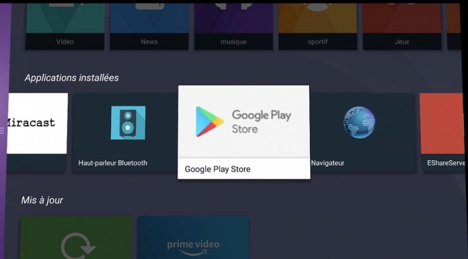 Le play store est proposé depuis le magasin interne