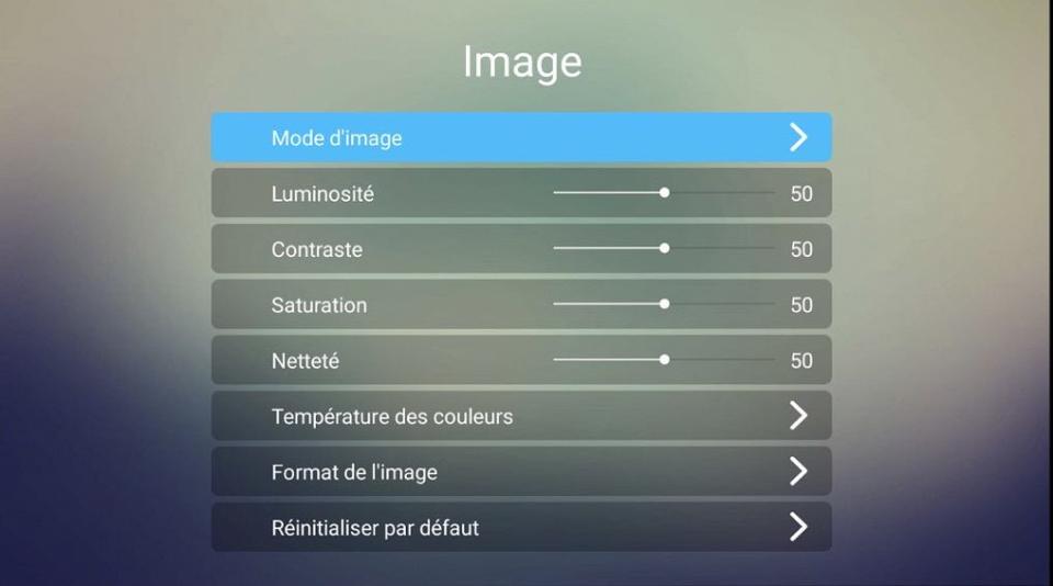 Les réglages images dans la configuration