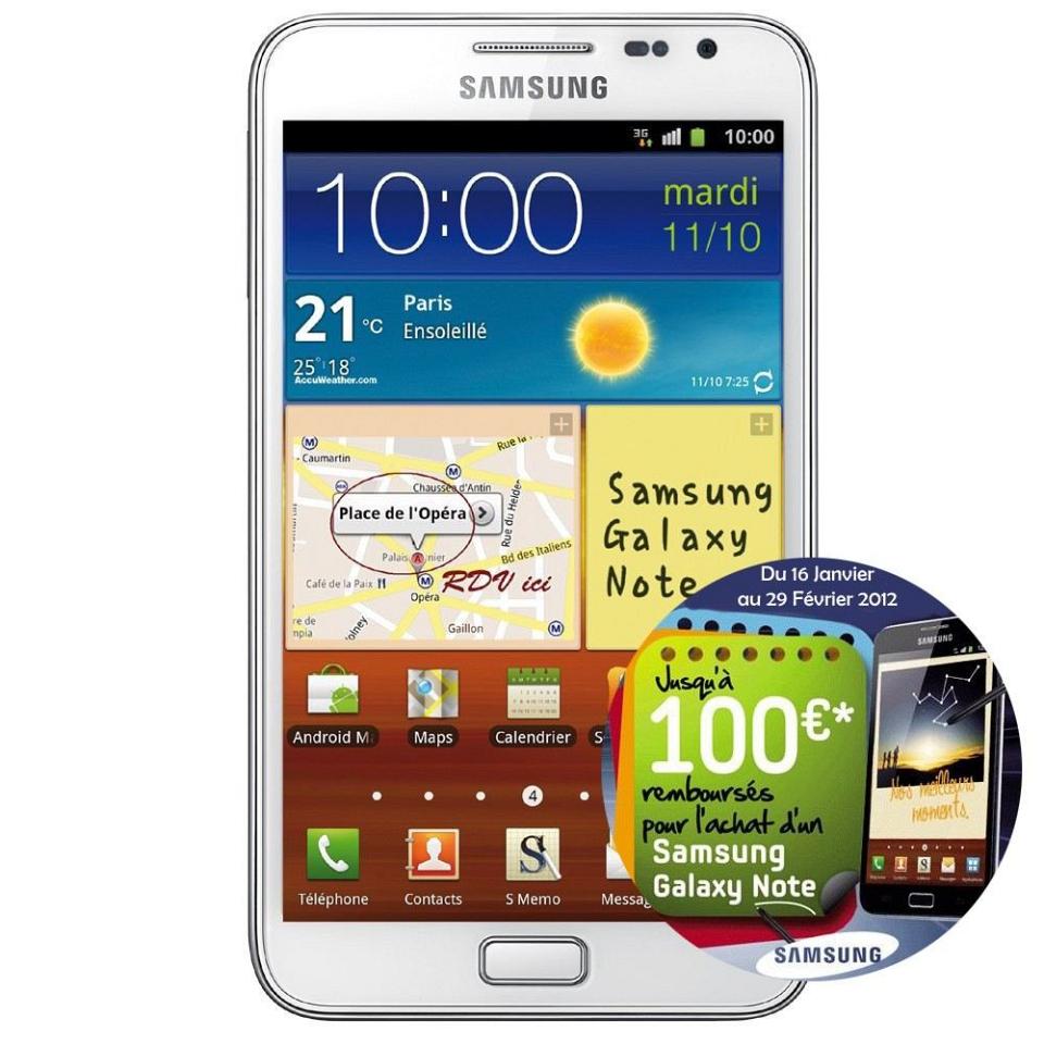 Galaxy Note débloqué à 111 € avec abonnement 1 heure