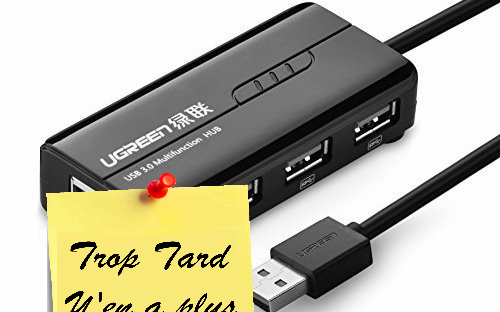 Hub USB 3 ports Réseau Ethernet Gigabit UGREEN 13€53 (...)