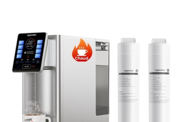 Hydrofast W100 : purificateur d'eau premium à 389 € avec 2 filtres de plus, eau pure, chaude et saine, sans installation