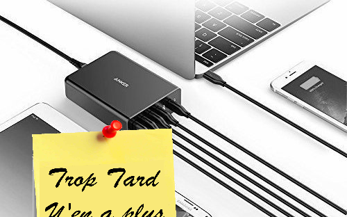 Chargeur 5 ports USB dont 1 USB-C Anker PowerPort+ (...)