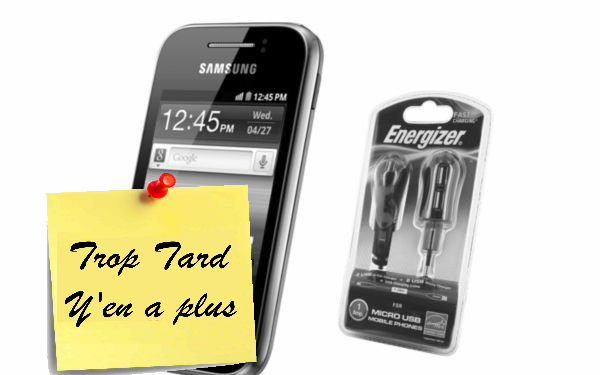 79€9 livrés le Smartphone Android Samsung Galaxy Y + (...)