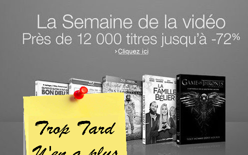 Semaine de la vidéo chez Amazon, jusque -72%, sélection (...)