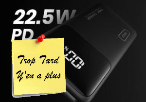 La Batterie externe 10000mAh 22,5W Iniu à 10,75€