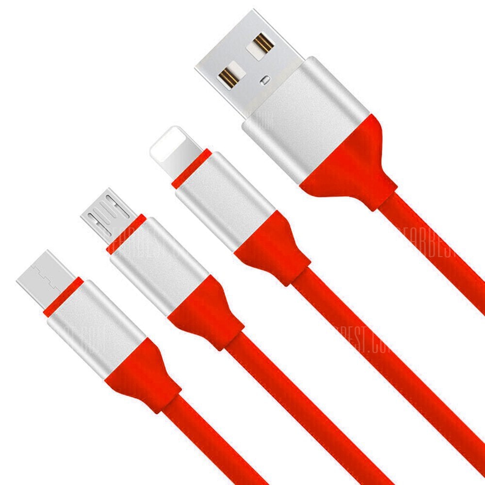 Câble smartphone 3 en 1 Lightning, USB-C et micro USB à 1€81