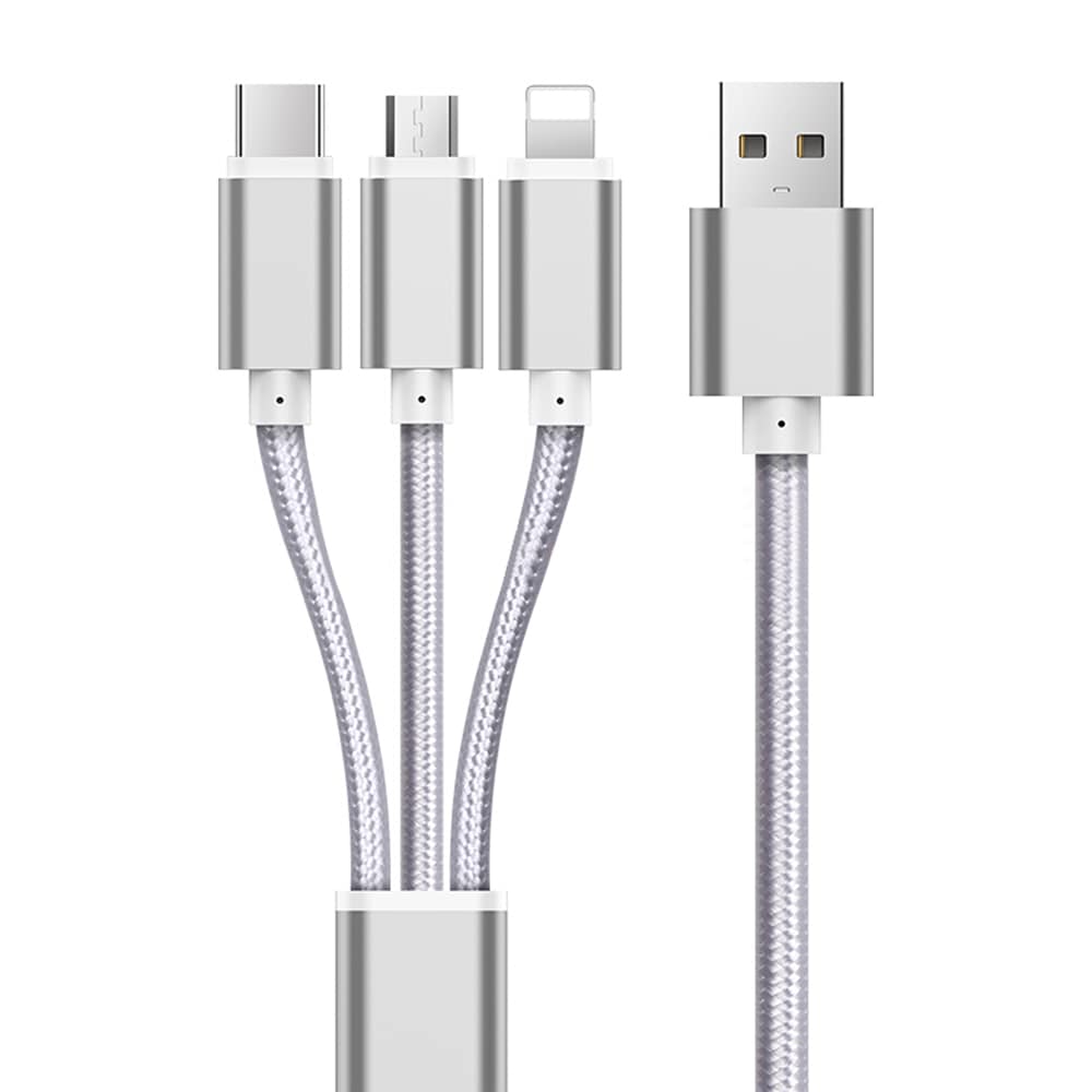 Câble USB 3 en 1 (Lightning, MicroUSB et USB-C) à 2€