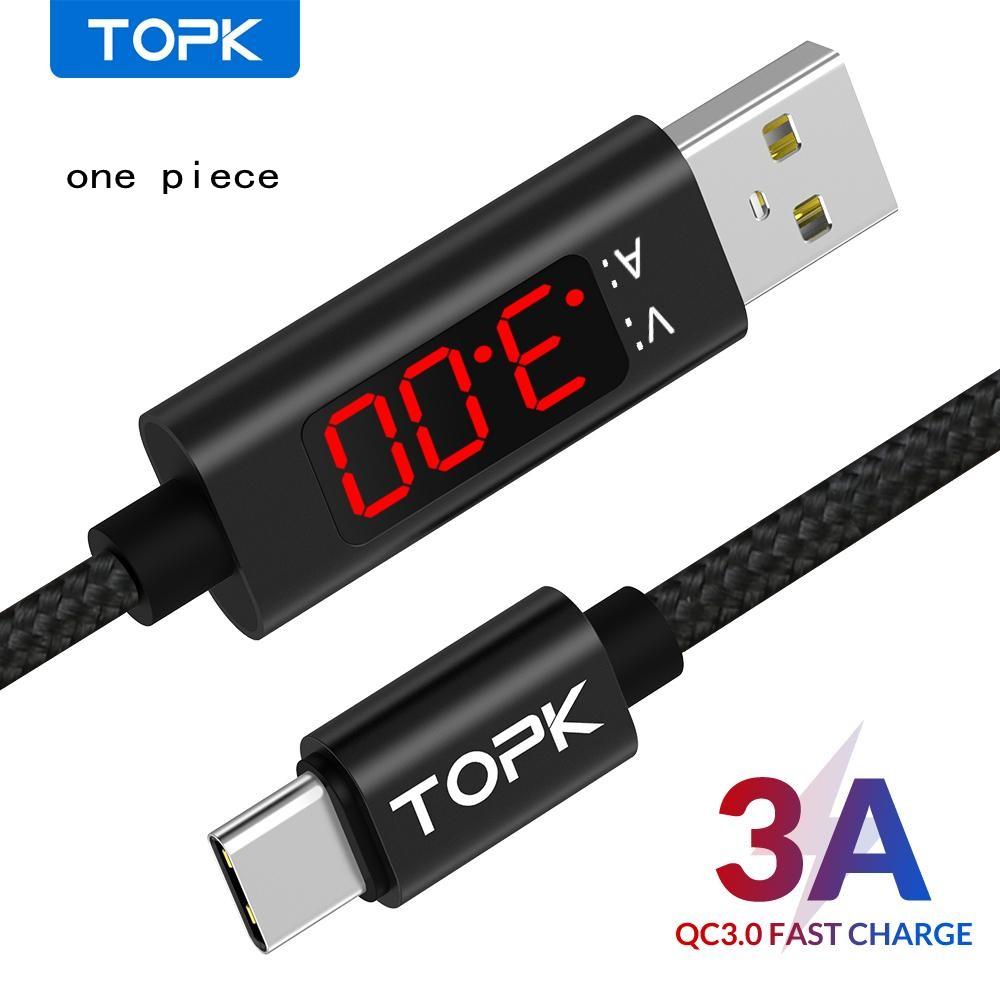 Câble USB TOPK AC27, affichage Intensité & Tension, USB-C ou MicroUSB à 1€75