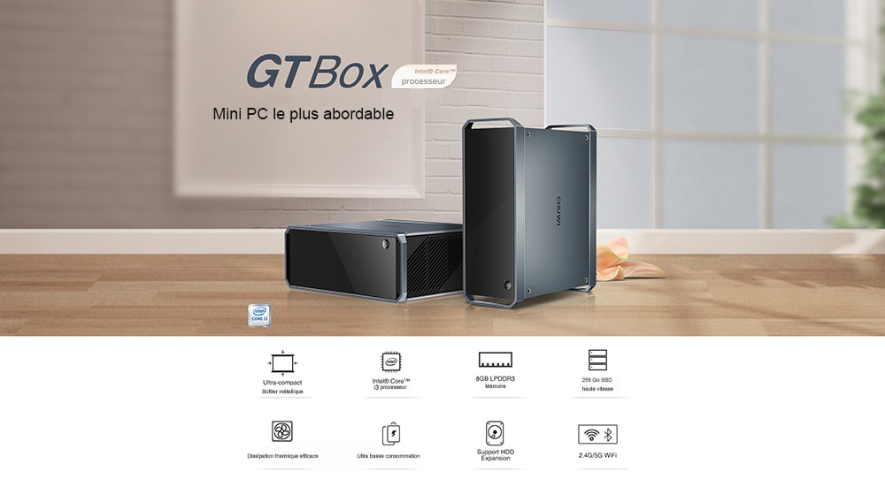  Mini PC CHUWI GT Box, Core i3-5005U, 8 GO RAM, SSD 256 G0 à 247€05