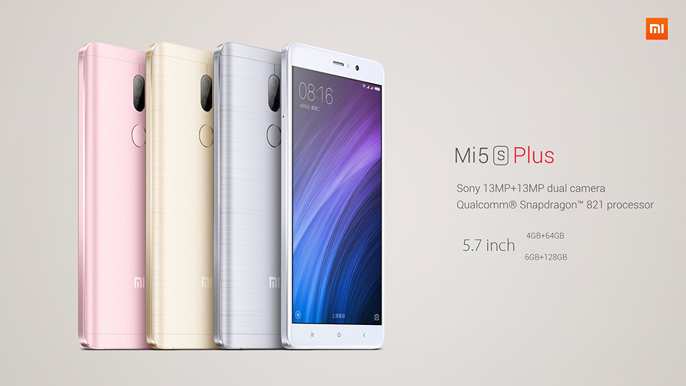 Smartphone Xiaomi Mi5s PLUS, 5,7 pouces à 233€43, 4/64GO gris, Snapdragon 821, NFC