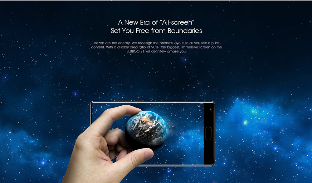 Smartphone Bluboo S1 quasi sans bord, double capteur photo à 134€73
