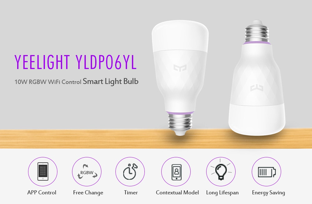 Ampoule connectée Xiaomi Yeelight E27, Wifi compatible Google Home et Alexa à 13€92