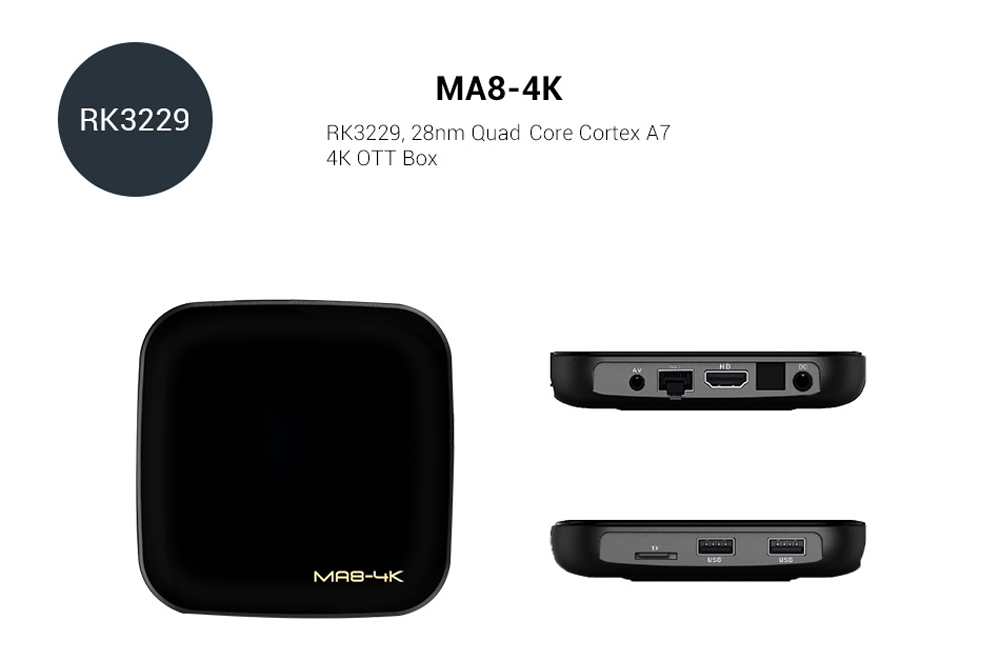 Box TV Android 4K MA8, RK3229 à 16€90 !