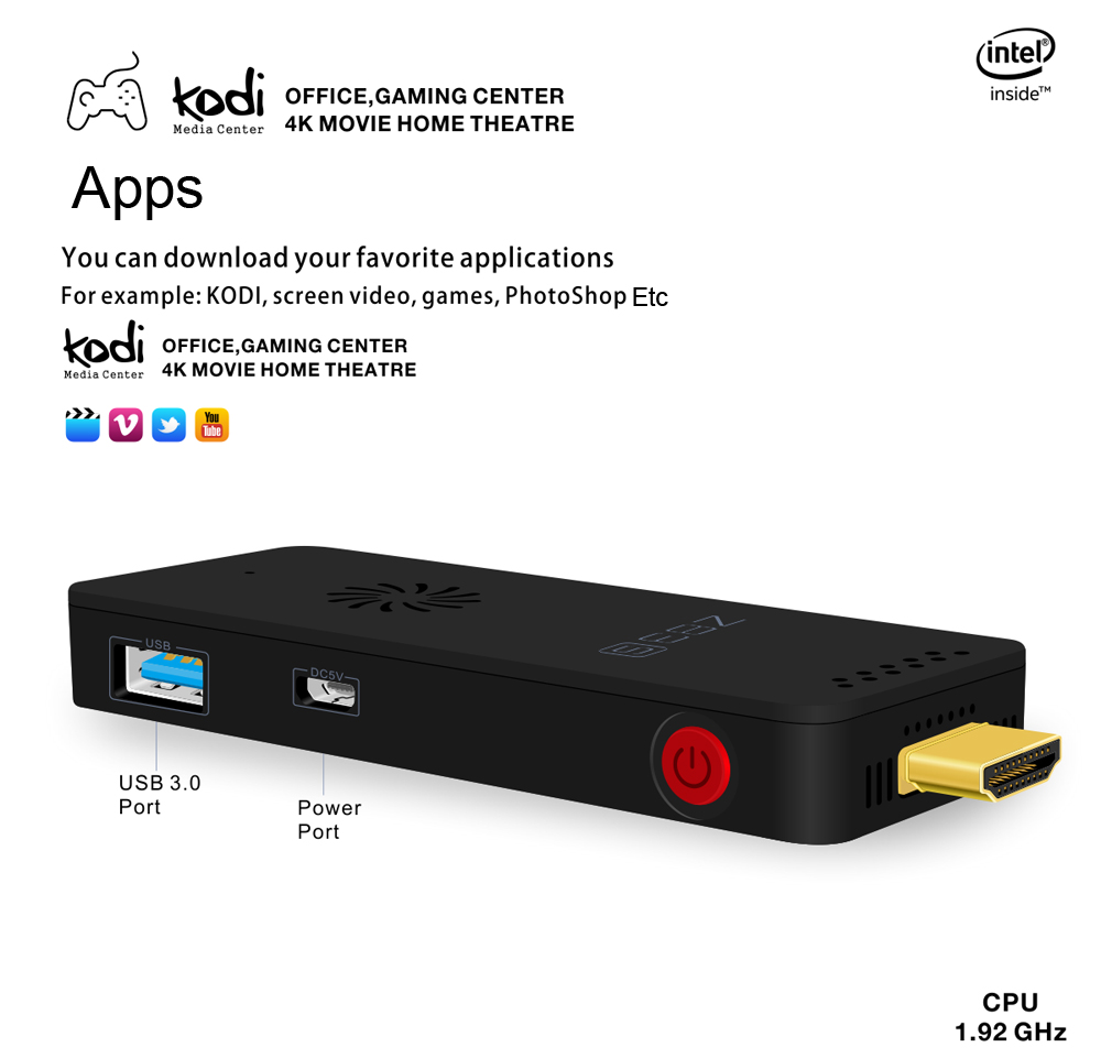 Mini PC Intel Atom X5-Z8350 Z83S, Windows 10 pour 66€84