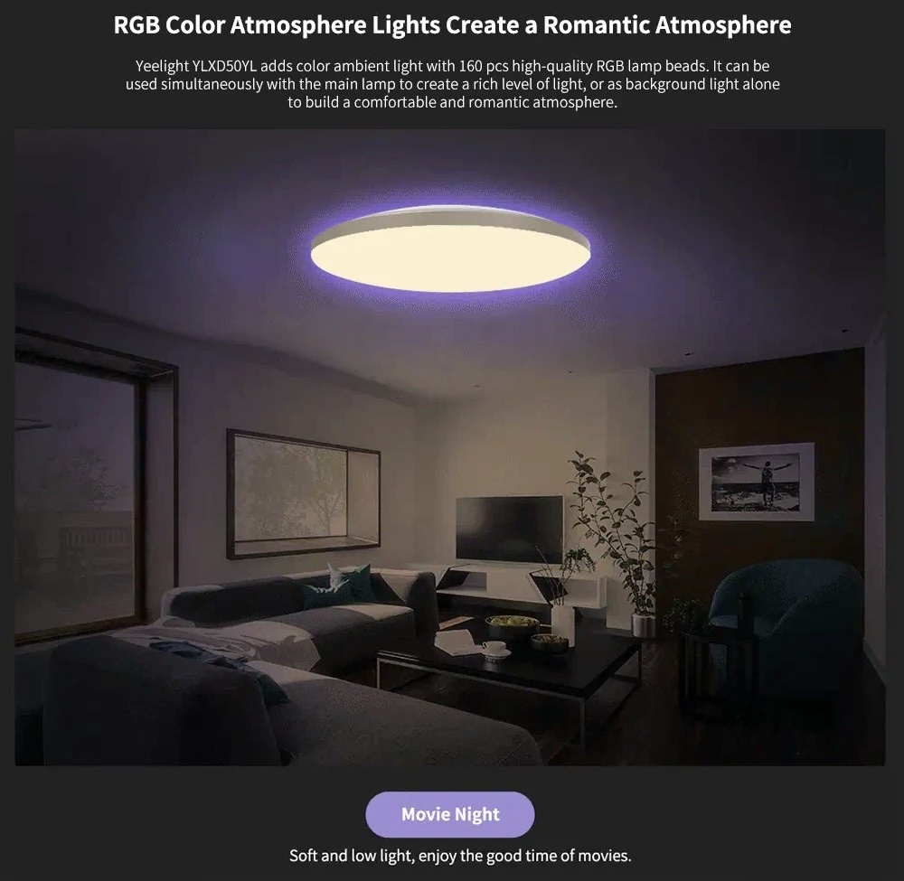 Plafonnier connecté Yeelight YLXD50YL 470mm 50W RGB à 74€39 stock EU