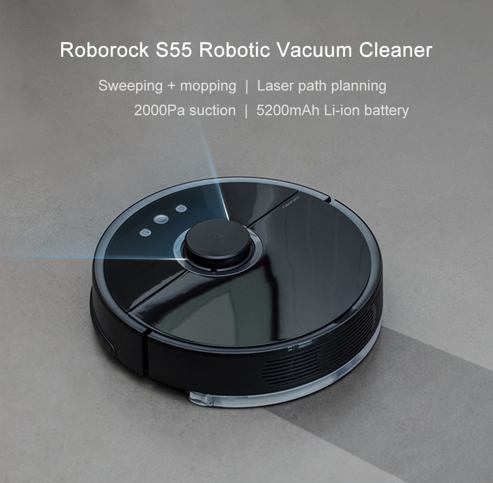 l'aspirateur robot laveur ROBOROCK S55 / Xiaomi Mi Robot 2 noir à 355€80 (Testé 5 étoiles)