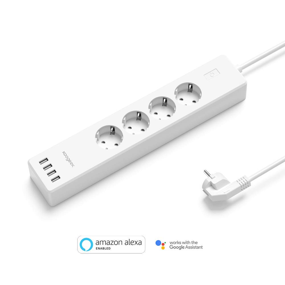 Une multiprise connectée Koogeek 4 ports/4 USB compatible Alexa et Google 26€99 @ Amazon