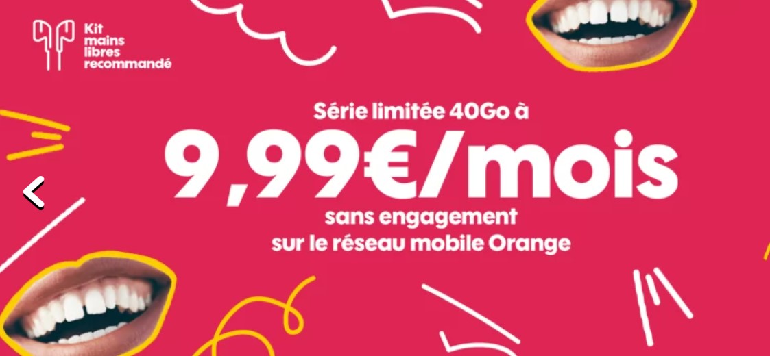 Forfait mobile SOSH 40Go Série limitée à 9,99€ par mois sans limite