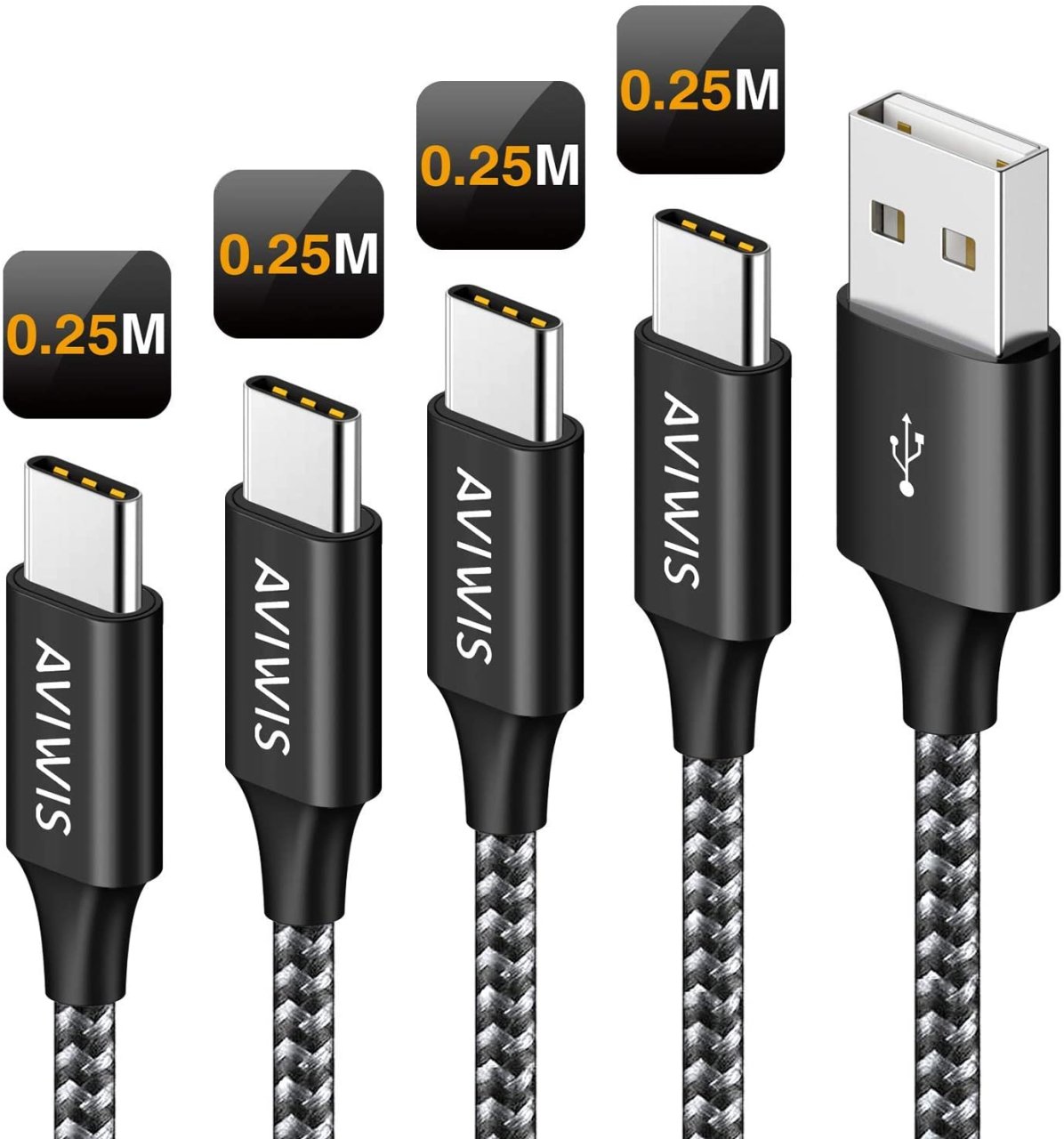 Lot de 4 Câbles USB-C AVIWIS de 25cm à 3€99