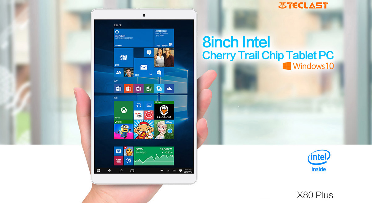 Tablette Teclast X80 Plus, Windows 10 et Android 5.1 Atom X5 Z8350 à 73€25