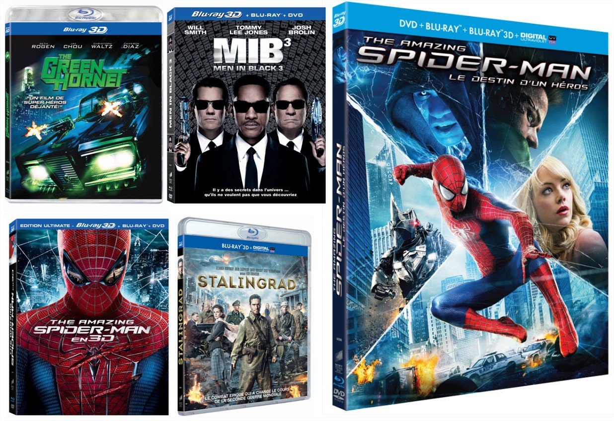 Coffret 5 blu-Ray 3D dont The Amazing Spider-Man et Men in Black 3 à 29€99 livré
