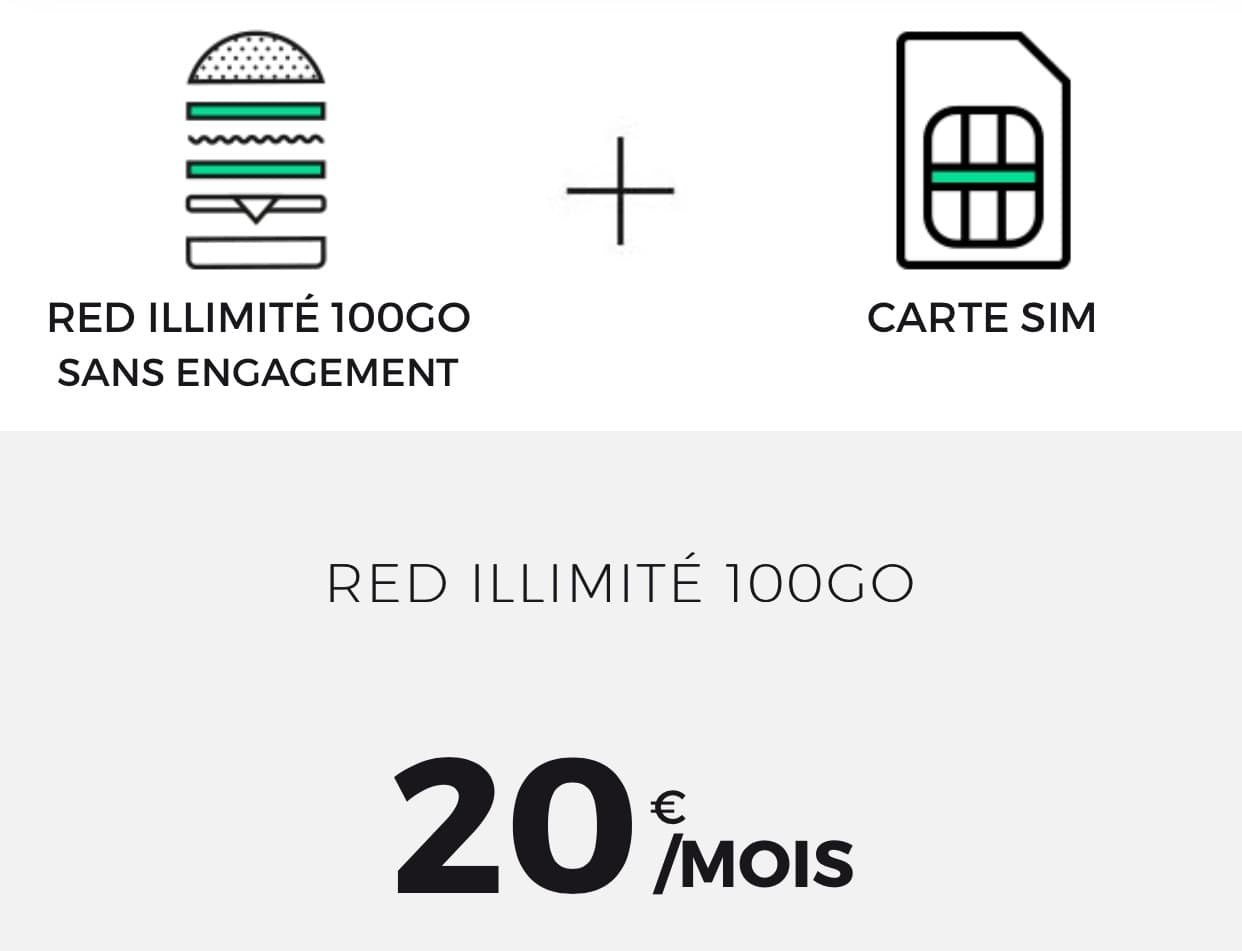 Abonnement Mobile SFR RED illimité à vie 100Go de data 20€ !