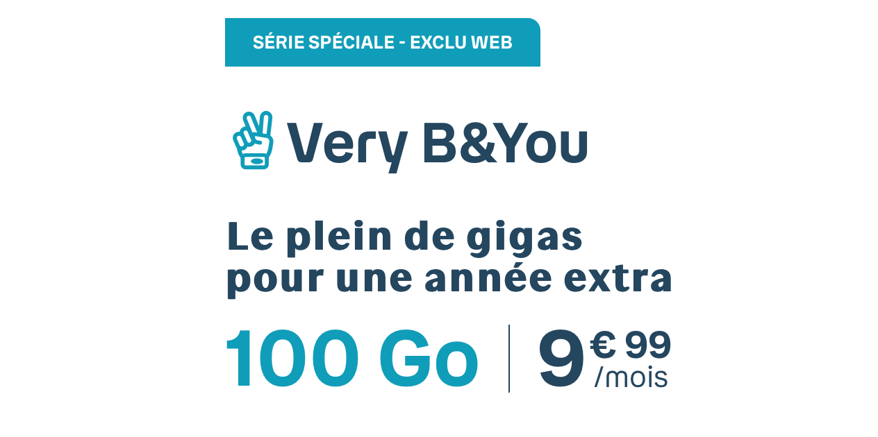 Forfait mobile B&You 200GO Appel/sms/mms illimités, évolutif double sim et 5G sans durée pour 11€99 (9€99 le 100 GO)