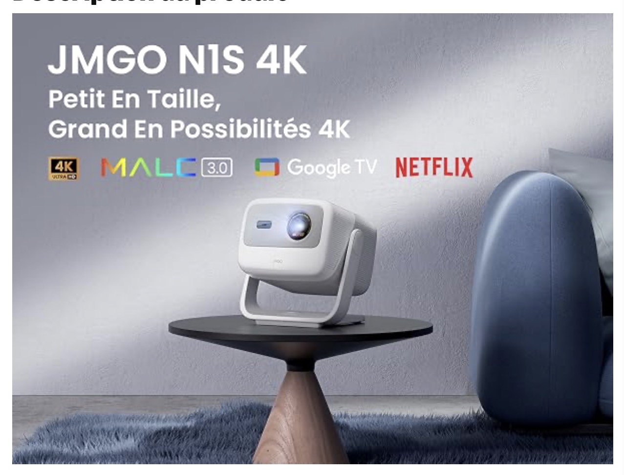 JMGO N1S 4K : le projecteur triple laser 4K à 849 € écran offert