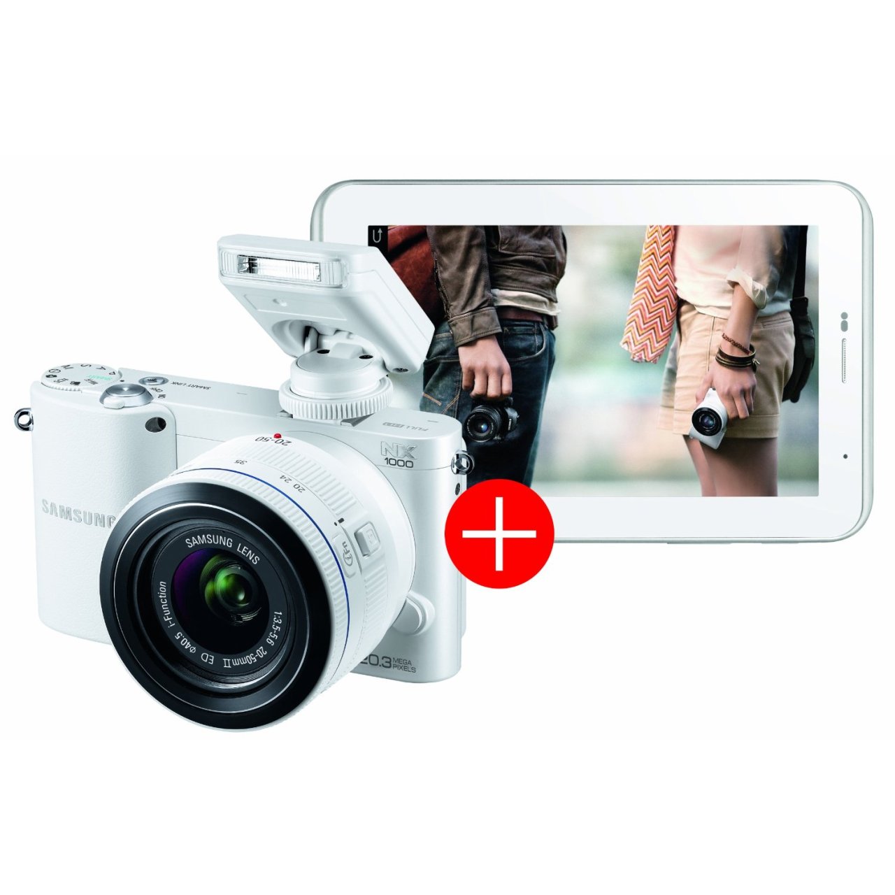 Ensemble appareil photo Samsung NX1000 Wifi + tablette Galaxy Tab 2 7.0 noir ou blanc 399€ !