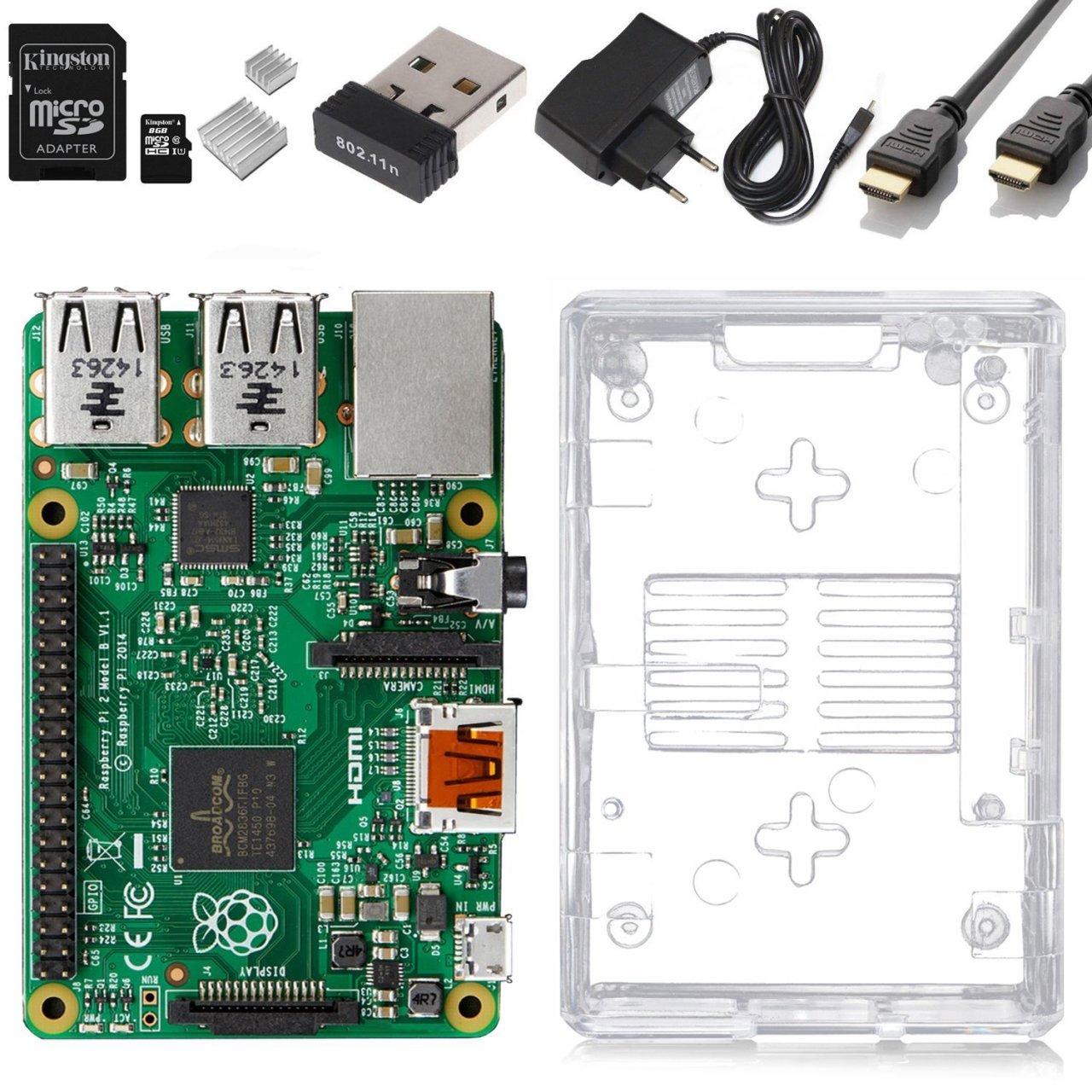Kit démarrage Raspberry Pi 2 Boitier Wifi Alim etc .. 55.99€ livré