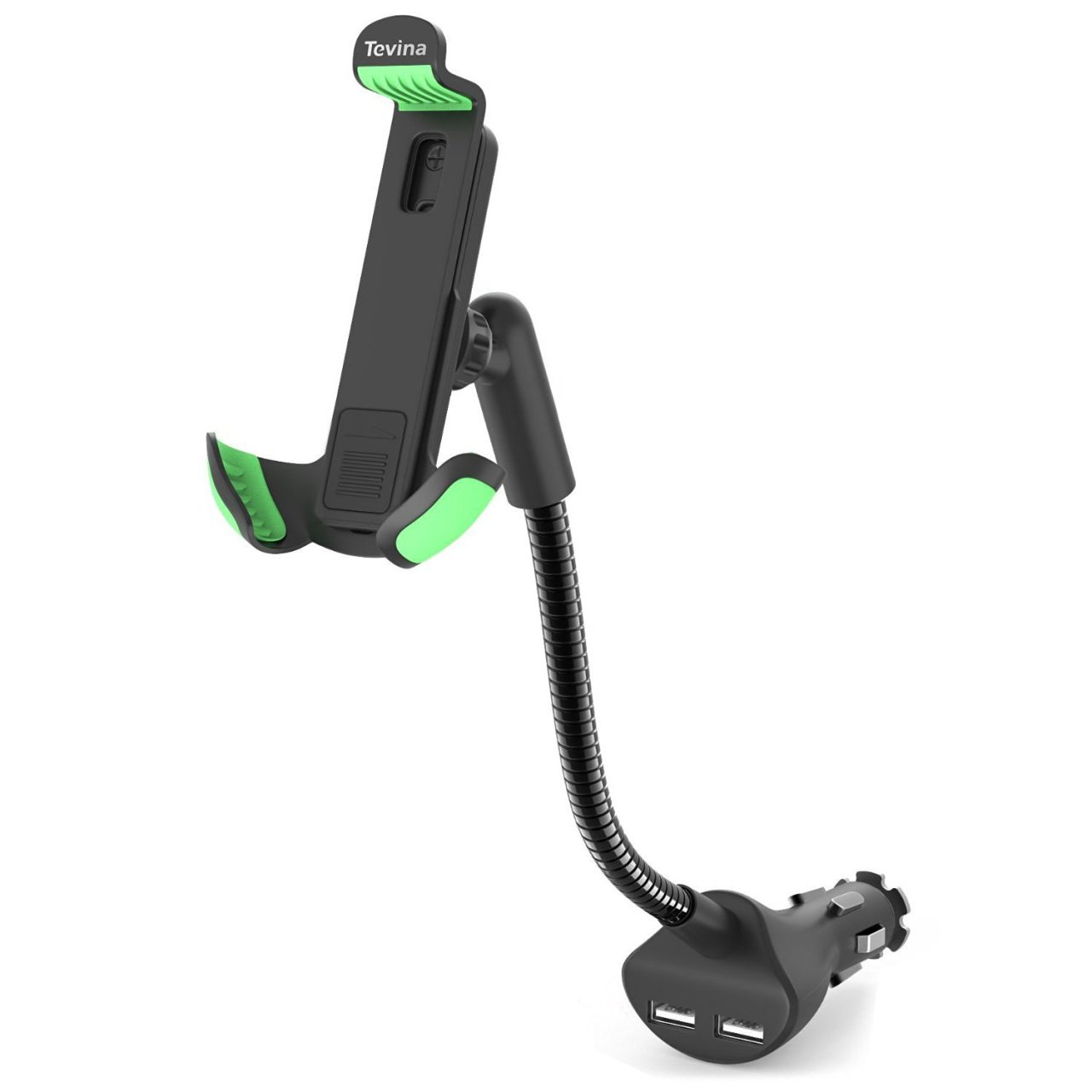 Support 360° et chargeur double USB Allume-Cigare charge adaptative 2.1A Tevina à 12€99 @ Amazon