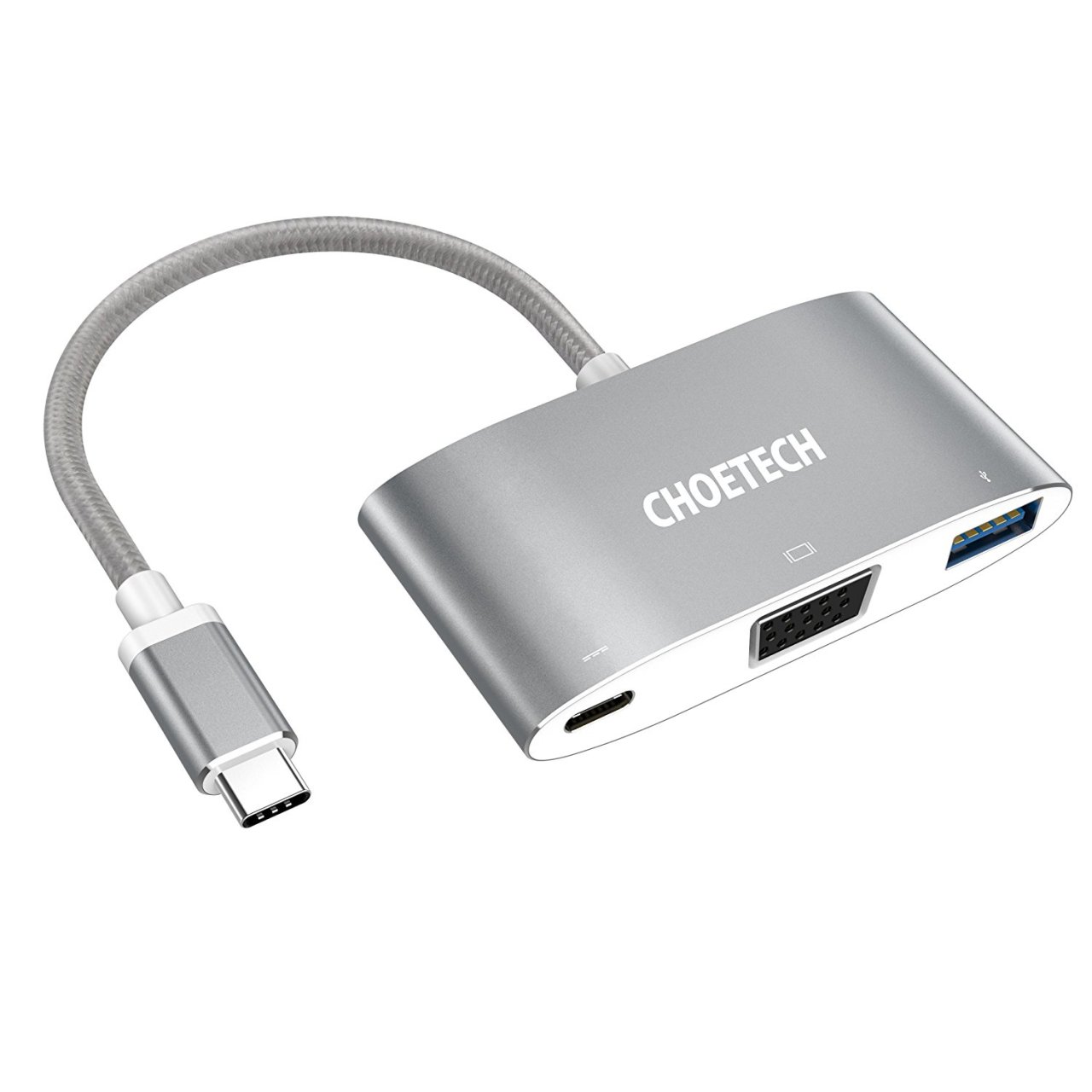 Adaptateur USB type C 3 en 1 vers VGA/USB-C/USB 3 CHOETECH USB 3.0 pour 20€99