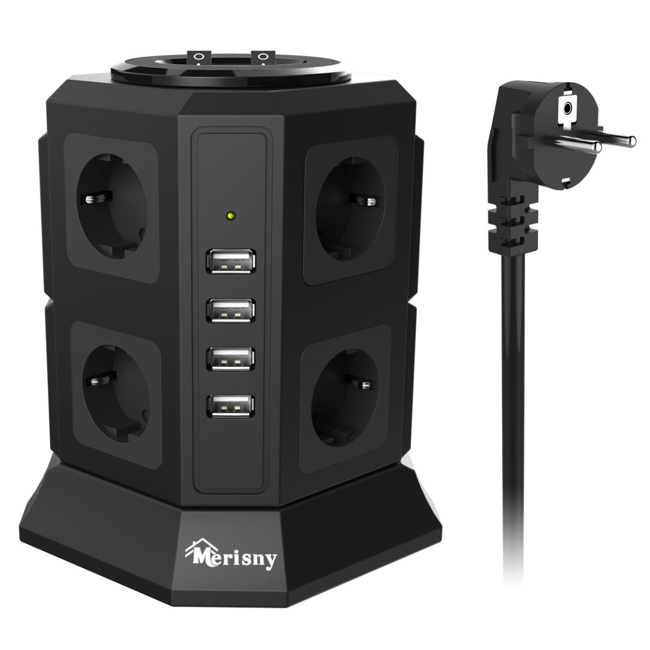 Multiprise Parasurtenseur Tour 8 Prises avec interrupteur et 4 ports USB à 27€19 @ Amazon 