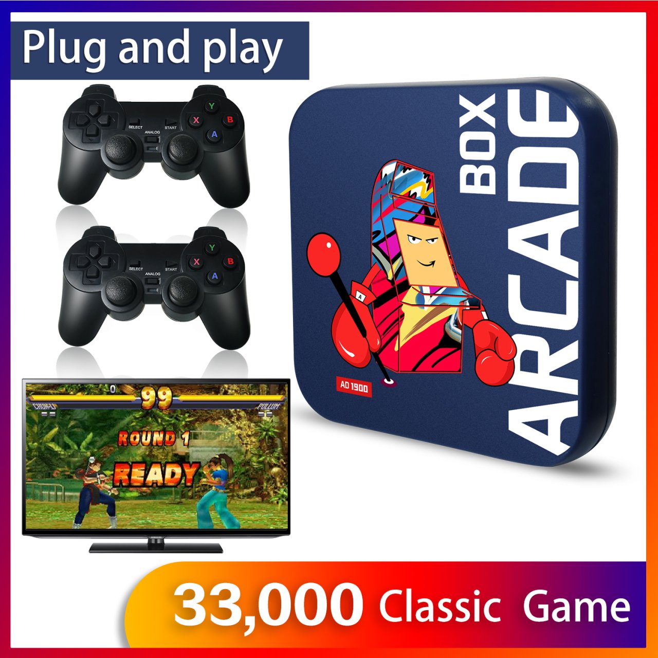 Console de jeux retrogaming 33000 jeux avec manettes sans fil à 48€