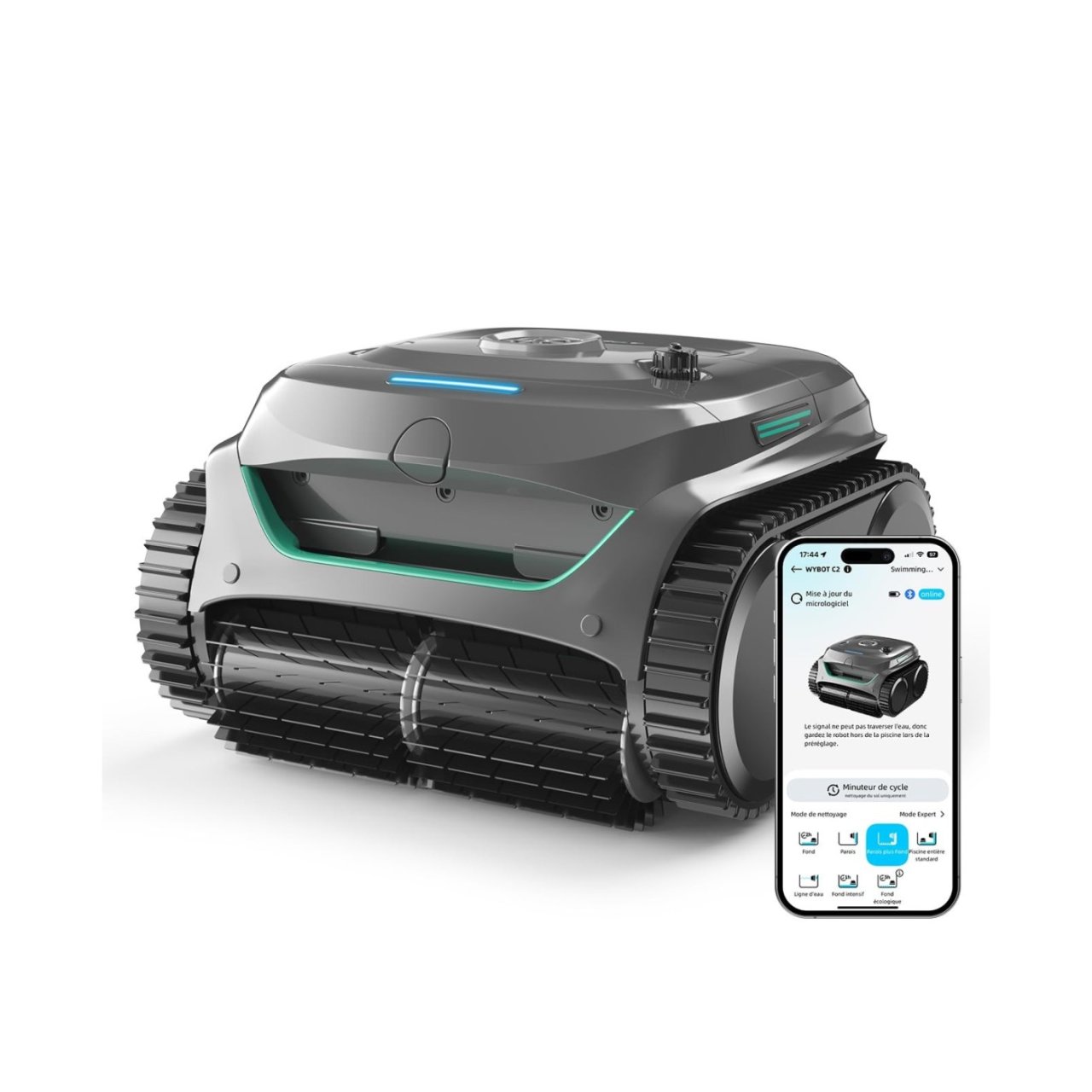 Le WYBOT C2 Robot de Piscine Sans Fil, Nettoyage Parois & Ligne d'eau, Double Filtration à 439,99€
