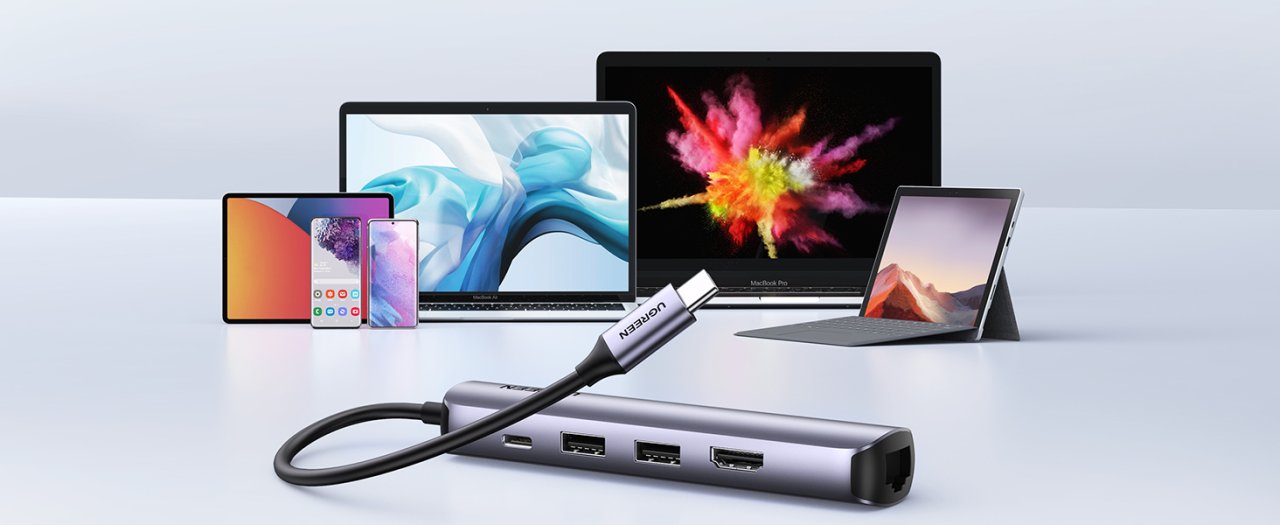 UGreen HUB UGREEN USB-C 5-en-1 PD 100W à 28,99€, Macbook 6 en 1 à 18,69€
