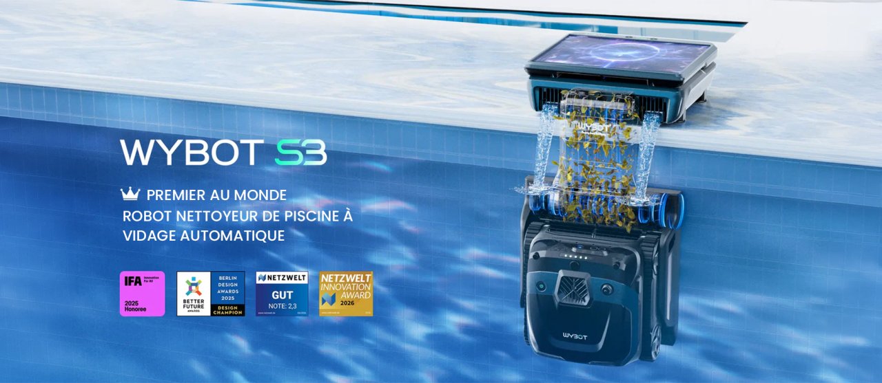 Wybot S3 : le robot piscine 3.0 avec IA et vidage automatique à 1899€