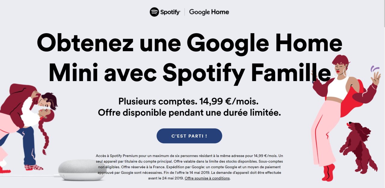  Spotify Famille, Google Home Mini offert pour les nouveaux et anciens clients