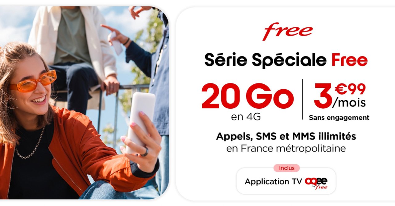 Free Mobile, un forfait 20 Go à seulement 3,99€/mois, sans engagement !