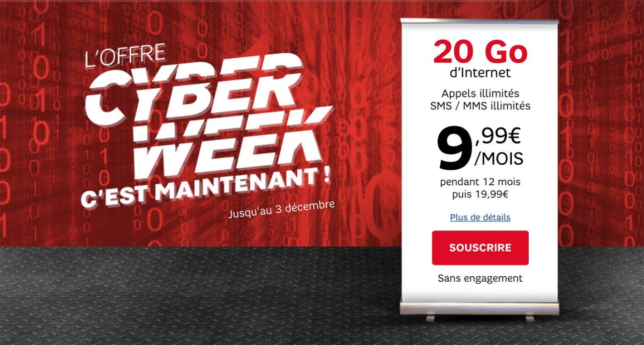 Forfait Smartphone illimité 20 Go 4G à 9,99 € par mois chez SFR 