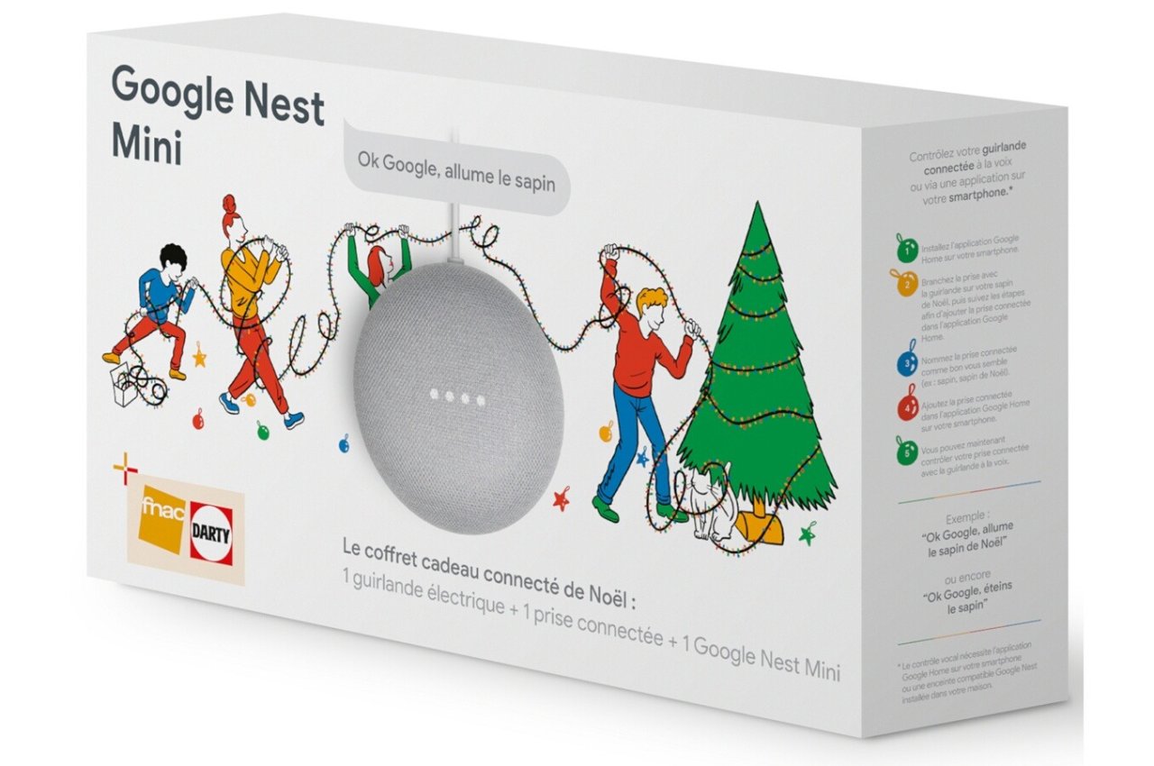 Coffret connecté de Noël Google Nest Mini, prise et guirlande à 49€99