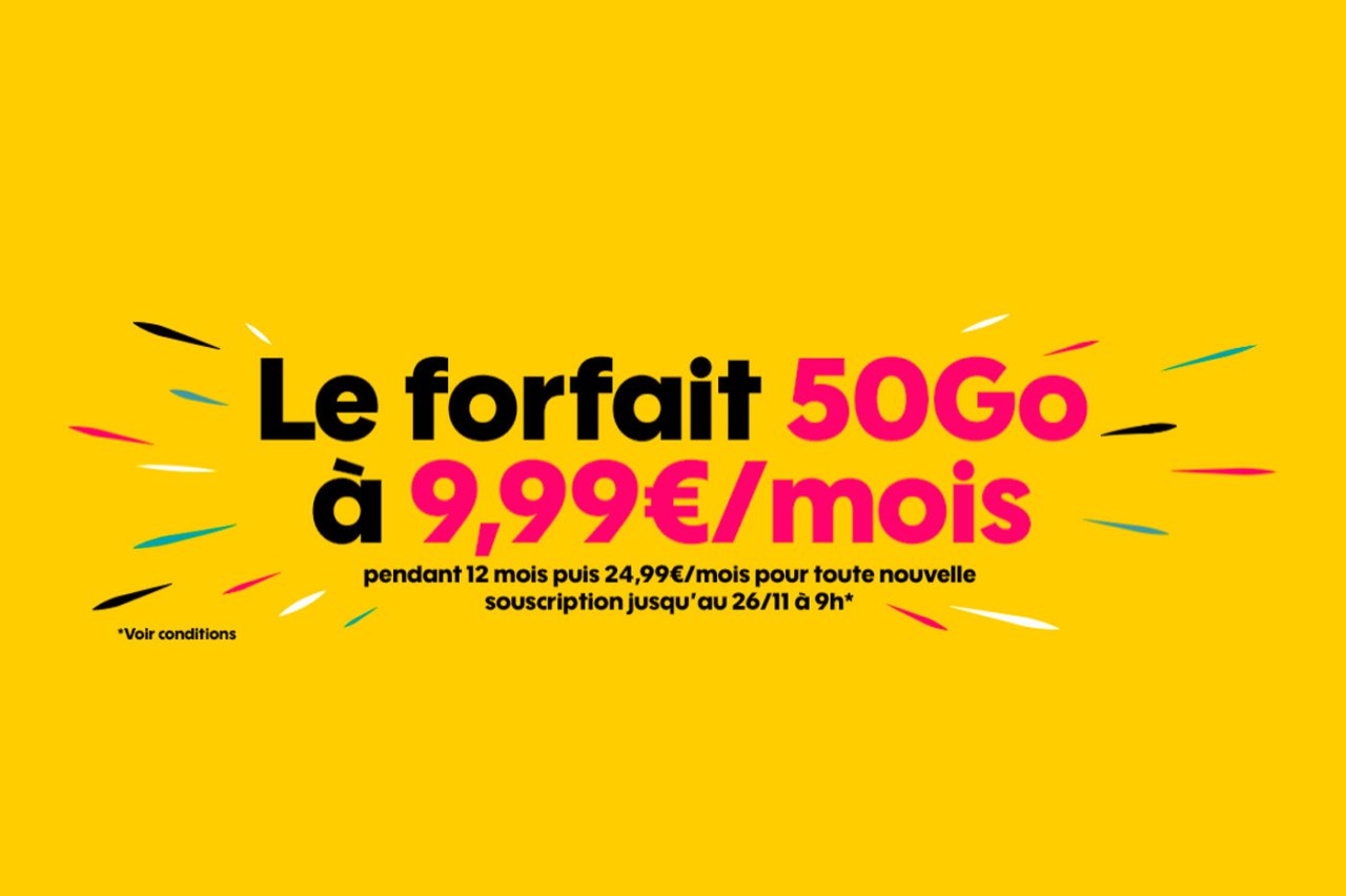 Forfait Sosh illimité 50GO en France, 5GO Europe à 9€99 contre 24€90.