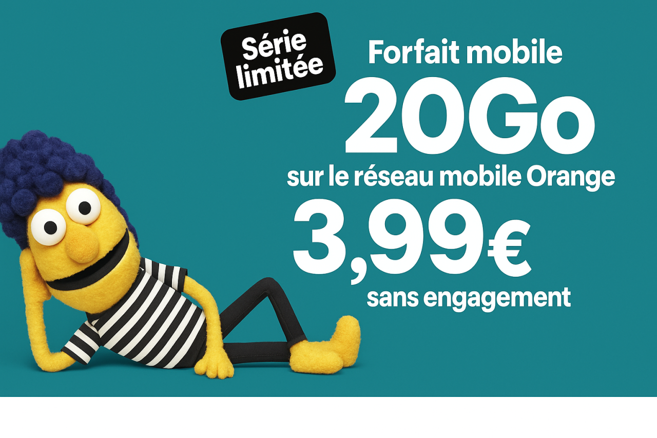 Forfait mobile Sosh avec 20 Go DATA et Appels/SMS/MMS illimités à 3.99€ sans engagement