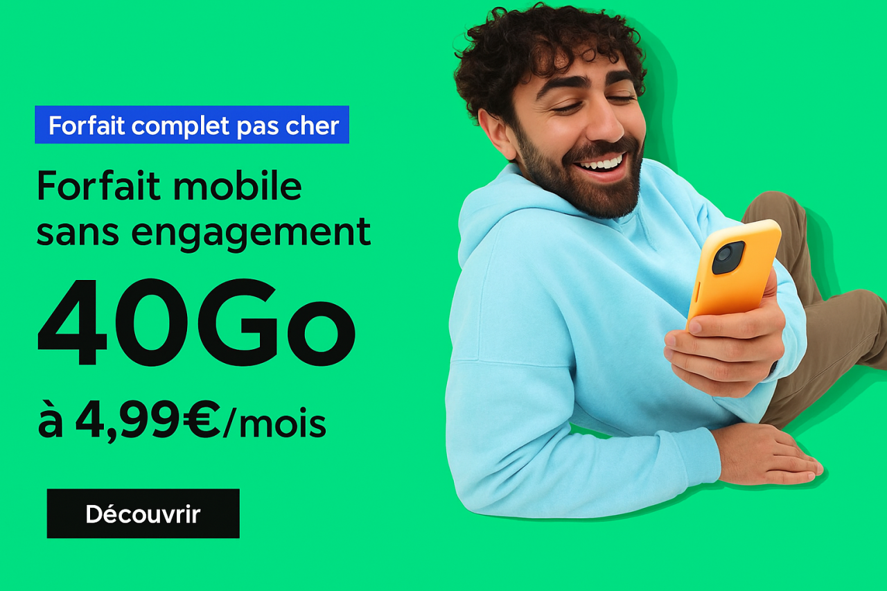 Forfait Red by SFR 40 Go 4G/20 Go UE/DOM, Appels, SMS/MMS illimités sans engagement à 4,99€