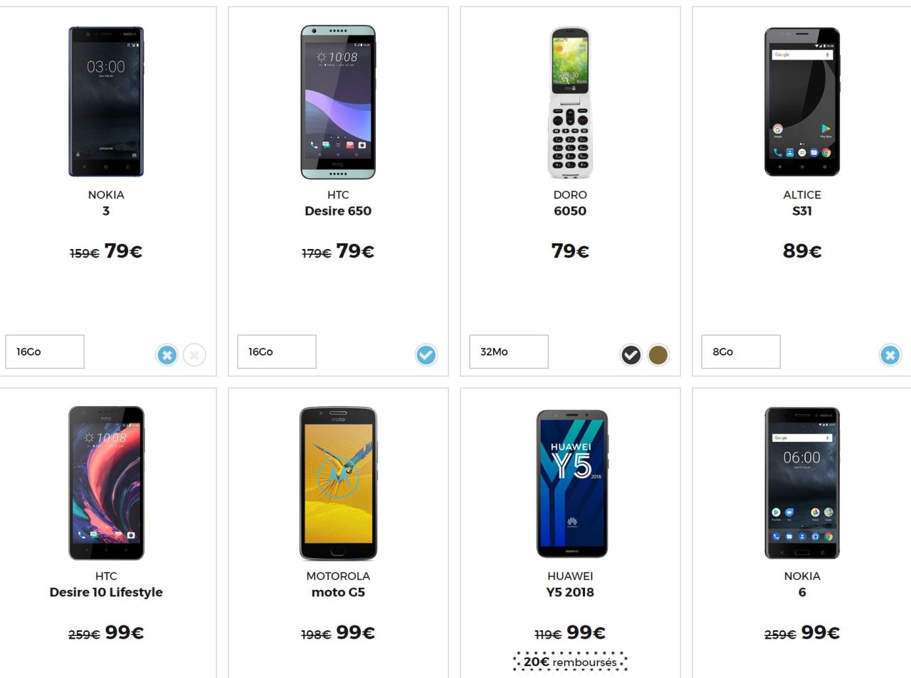 Smartphones à petit prix sans abonnement, ex NOKIA 6 à 99€ @ RED
