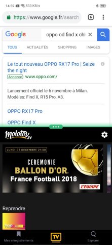 Color OS permet de séparer en deux l'écran 
