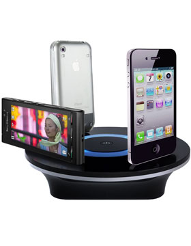 STK - Station de recharge Quad dock universel, 4 positions pour iPhone, micro et mini USB, etc.. à -50%.