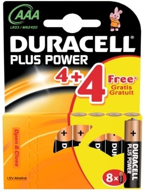 8 Piles LR03 Duracell Plus Alcaline à 2.74€ port compris