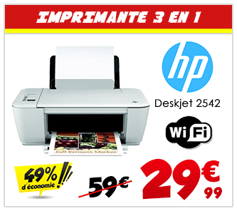 Imprimante Multifonction HP Deskjet 2542 Wifi 29€99 livrée !